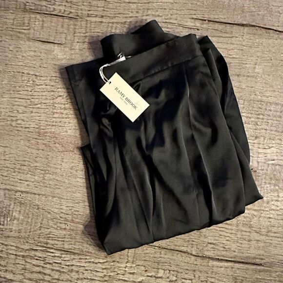 Ramy Brook Satin Iris Wide Leg Pants in Black. - Picture 8 of 10